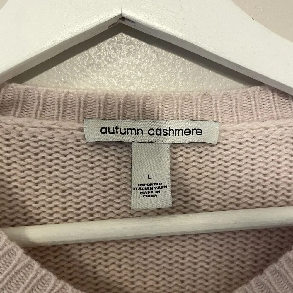 Autumn Cashmere Oversized Drop Shoulders Blush Pink Sweater 100% Cashmere Sz L